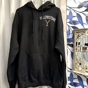 Men’s Tultex Black Yellowstone Cotton & Polyester Hooded Sweatshirt Size XL